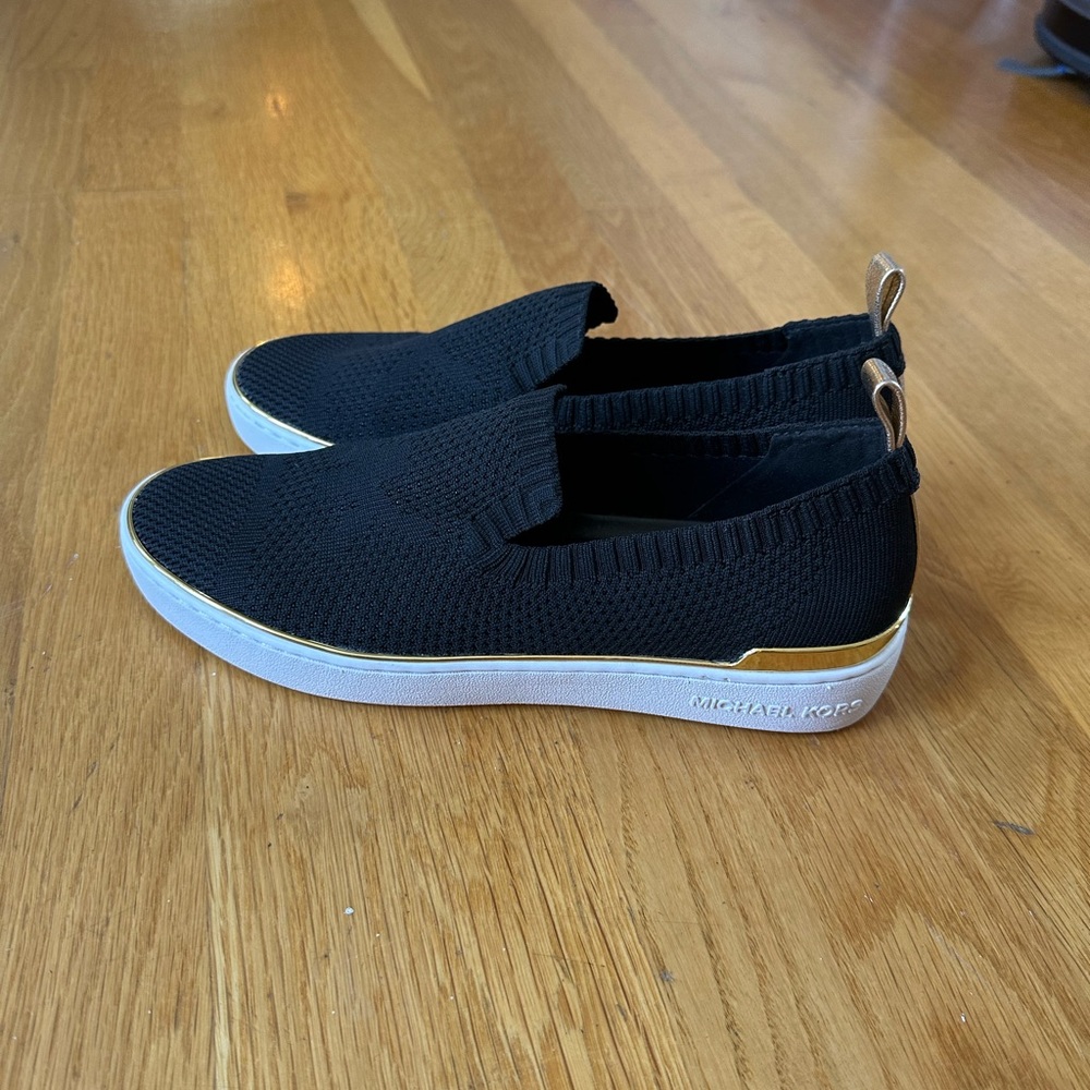 Michael Kors Black Knit Slip-On Loafers